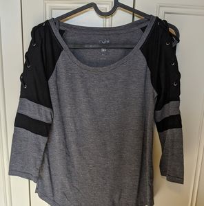 3/4 sleeved Sporty Tee with laced cold shoulder